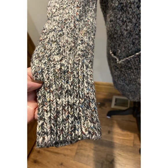 Loft Cardigan Sweater Chunky Oversized Medium Black White Variegated Knit - Picture 3 of 12